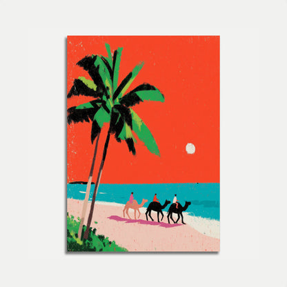 Tropical Camel Beach Sunset Poster