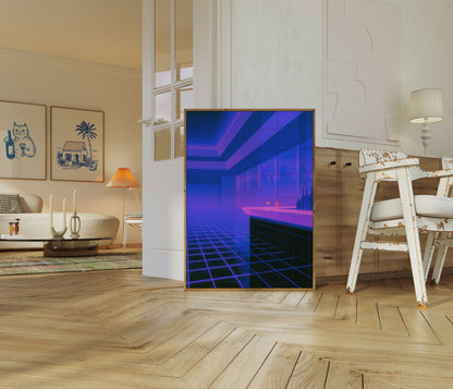 Neon Cityscape Nightlife Poster