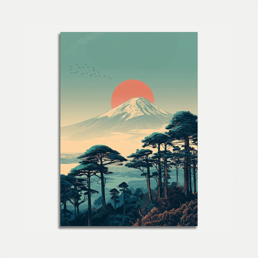 Mount Fuji Solopgang Landskabsplakat