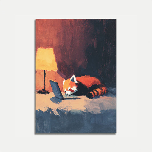 Red Panda Laptop Worker Poster