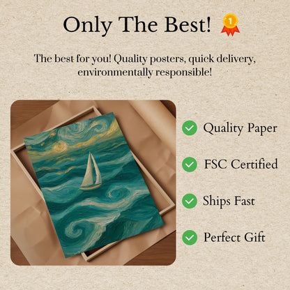 Sailboat on Starry Seas Poster