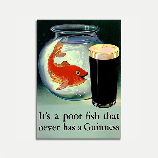 Guinness Fish Humor Vintage Poster