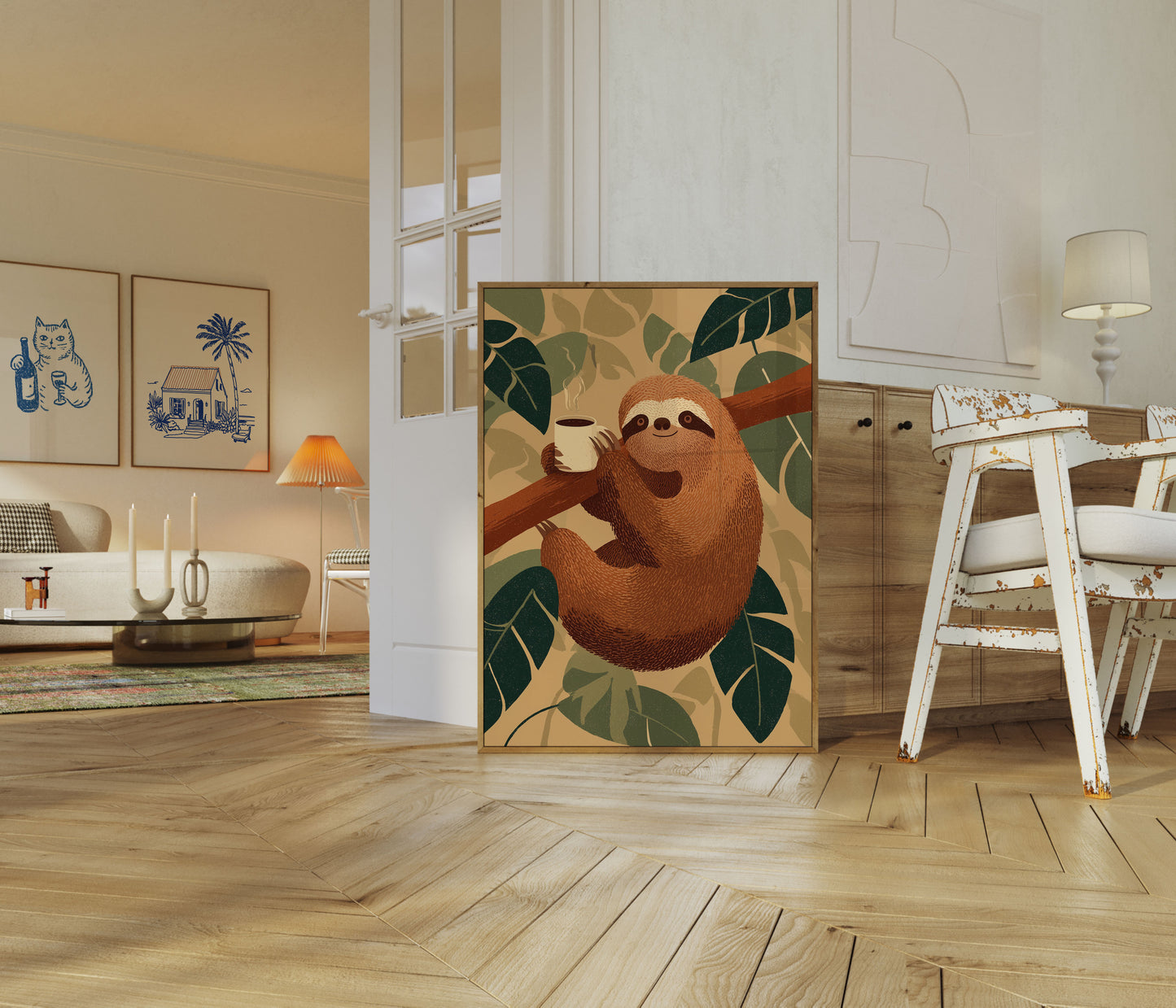 Latskap som drikker kaffe plakat