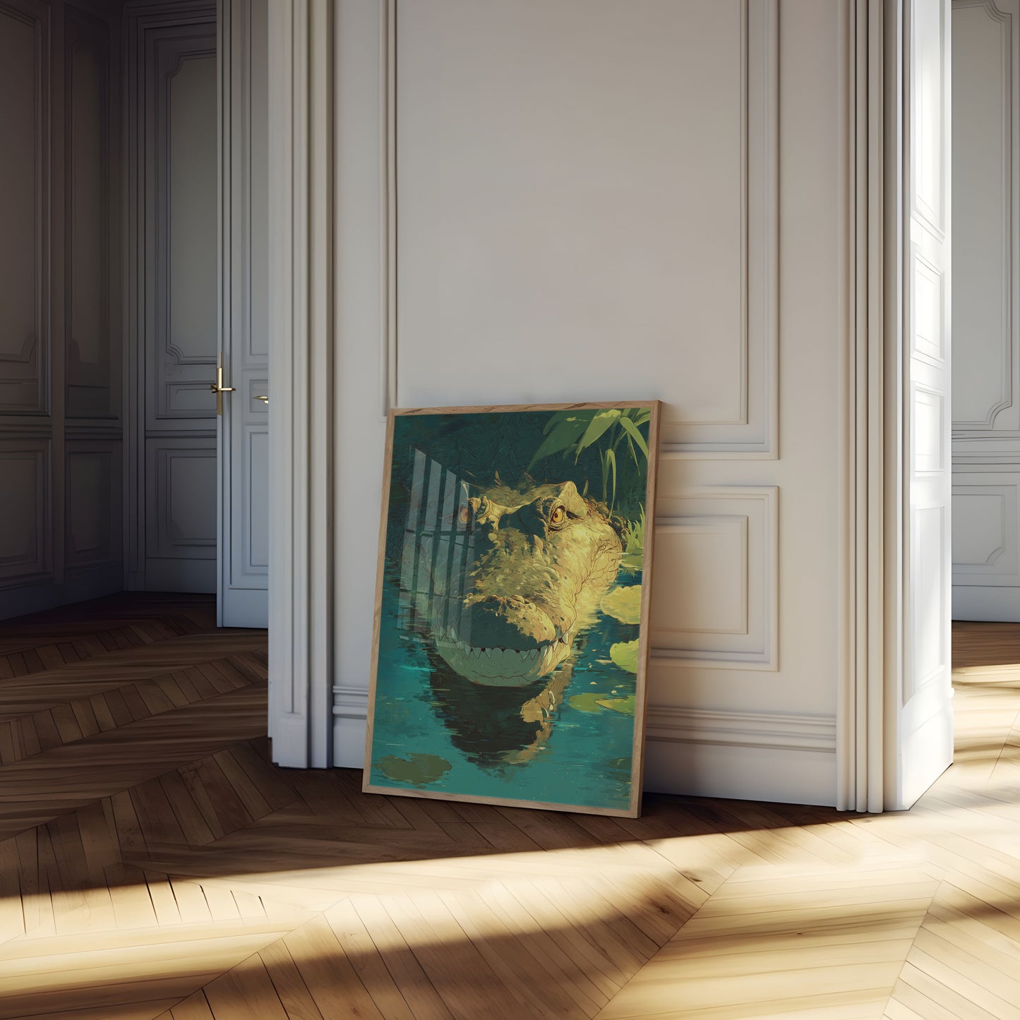 Póster acuático del cocodrilo feroz