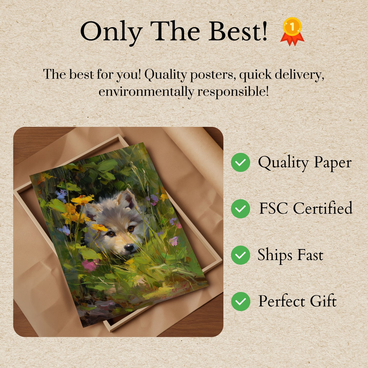 Dog in Wildflower Garden Poster