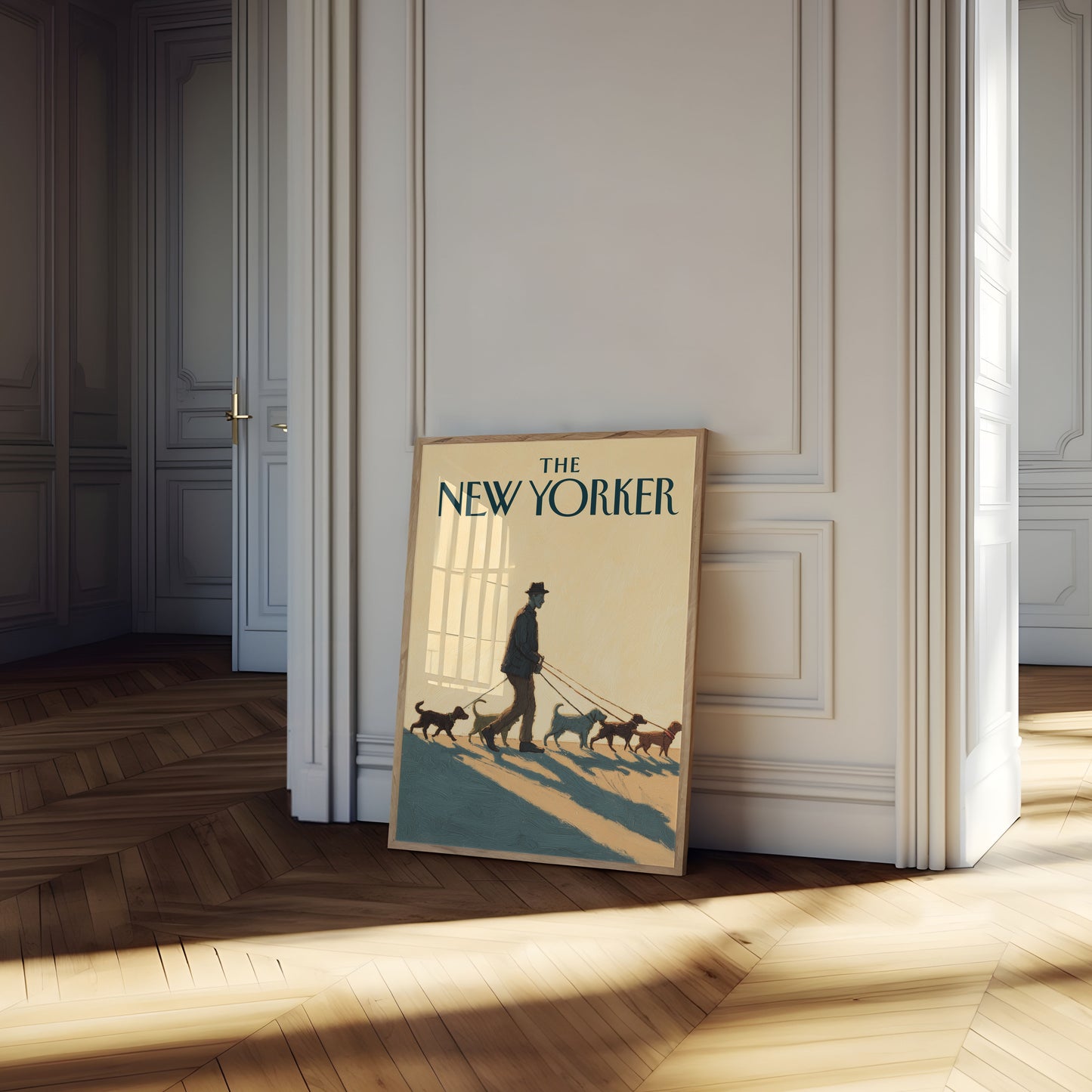 Dog Walker New York Sunset Poster