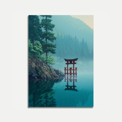 Pôster do Templo Japonês nas Montanhas Enevoadas