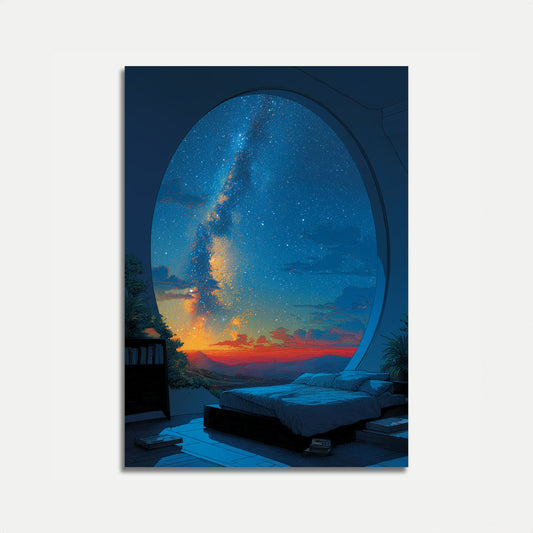 Cosmic Bedroom Window View Poster