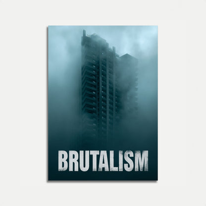 Brutalist Tower in Mist Poster