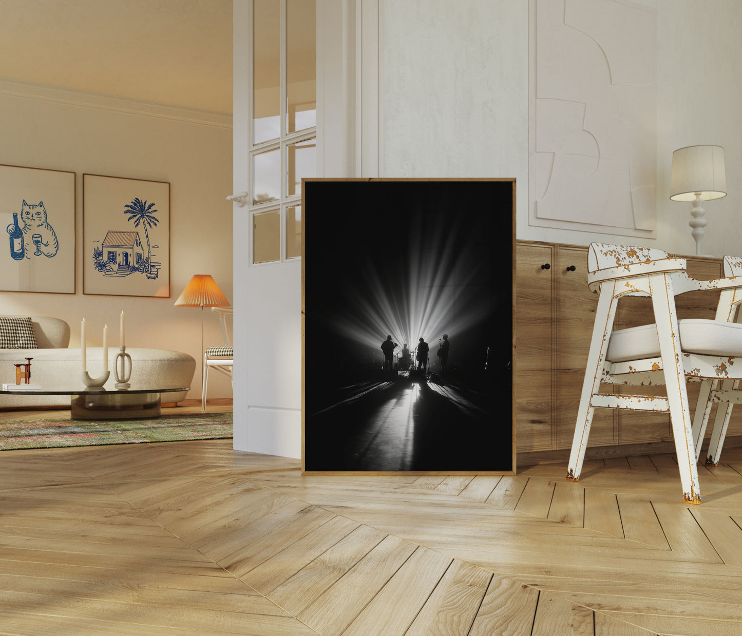 Siluetas de Banda en Luz Dramática Póster