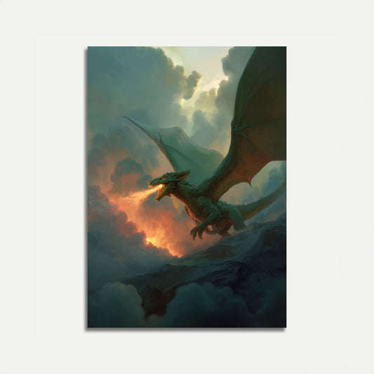 Póster del vuelo ardiente del Dragón Esmeralda