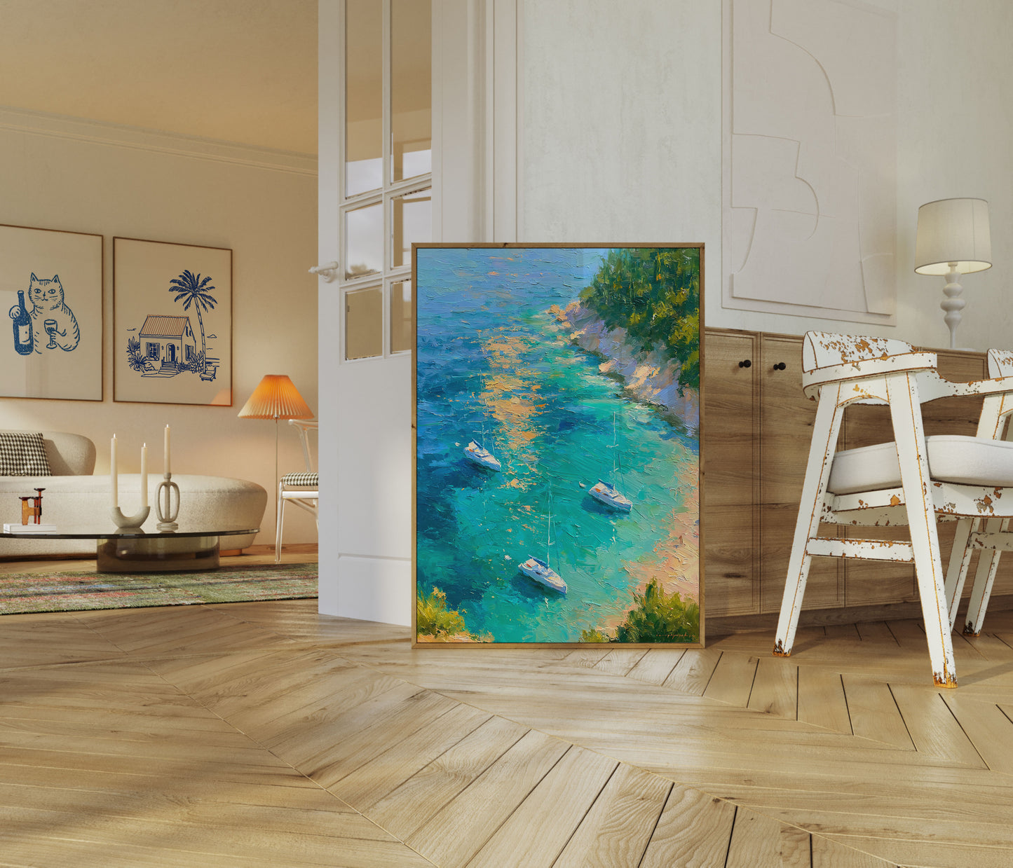 Sailboats in Turquoise Cove Poster