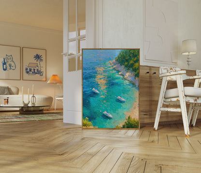 Sailboats in Turquoise Cove Poster