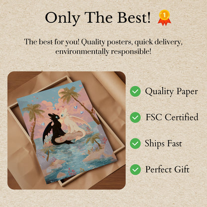 Dragon Love by the Ocean Poster