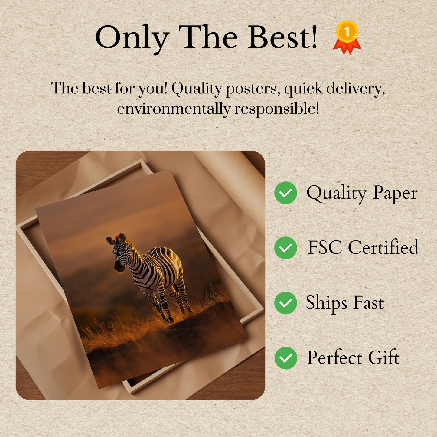 Golden Hour Zebra Poster