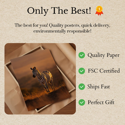 Golden Hour Zebra Poster