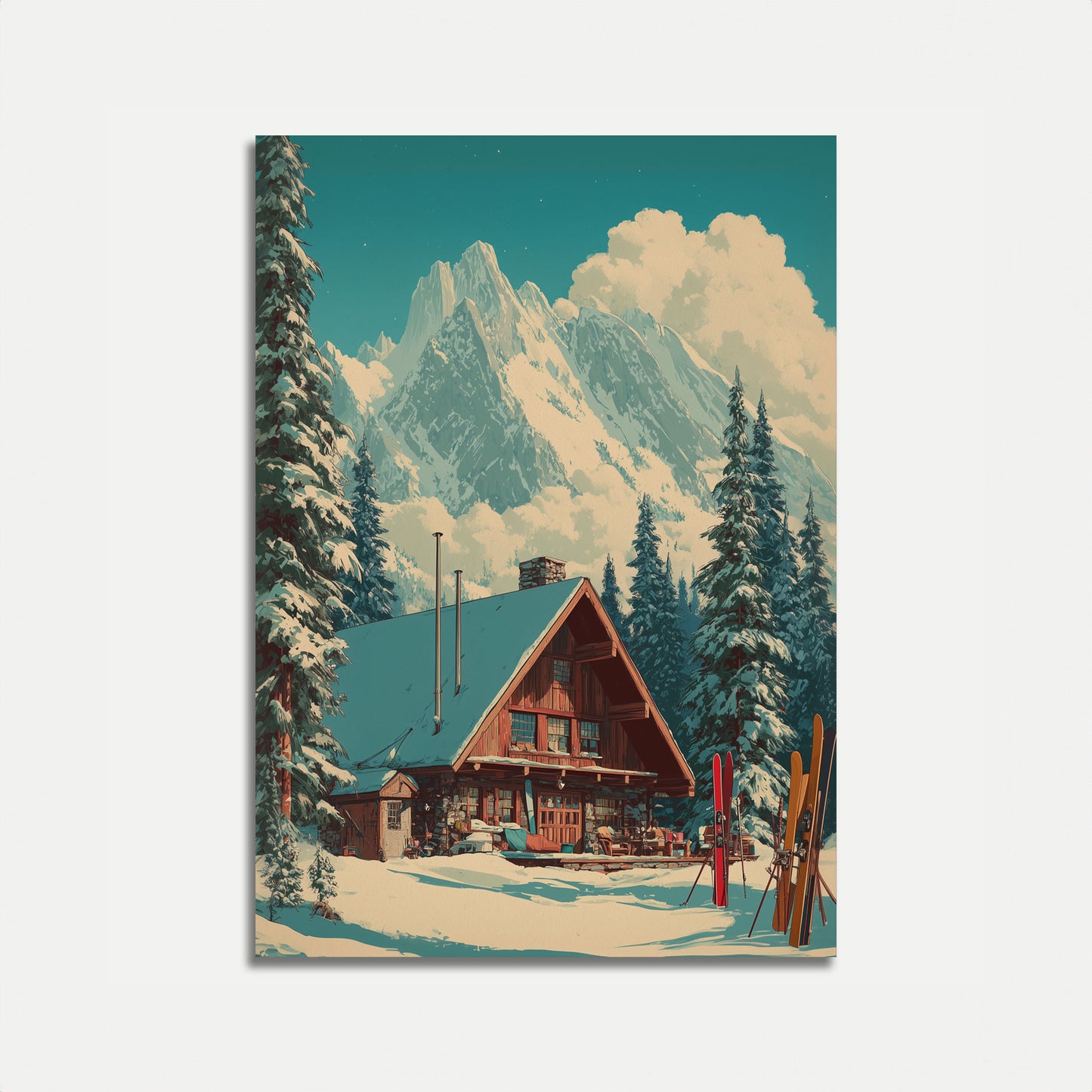 Bergskiehütte Winterposter