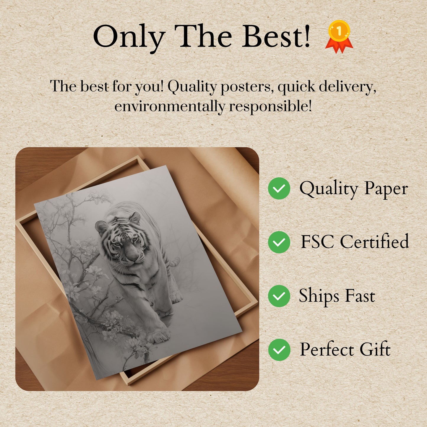 Póster de Majestuoso Tigre en la Naturaleza