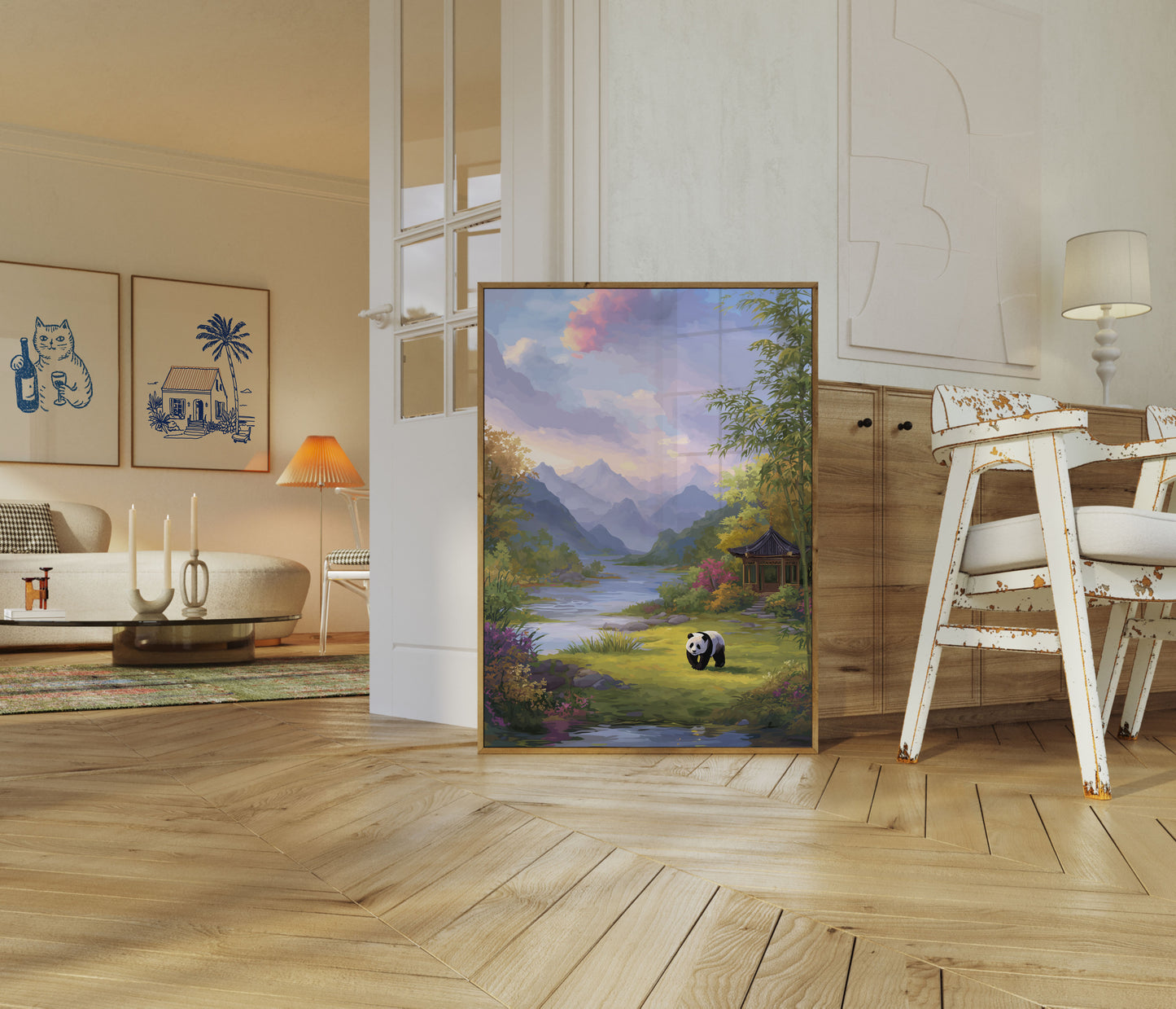 Serene Panda Mountain Landscape Poster