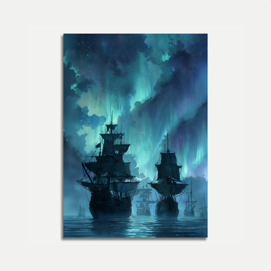 Ghostly Northern Lights Nautical Poster