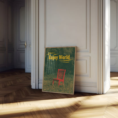 Roter Stuhl in Natur Poster