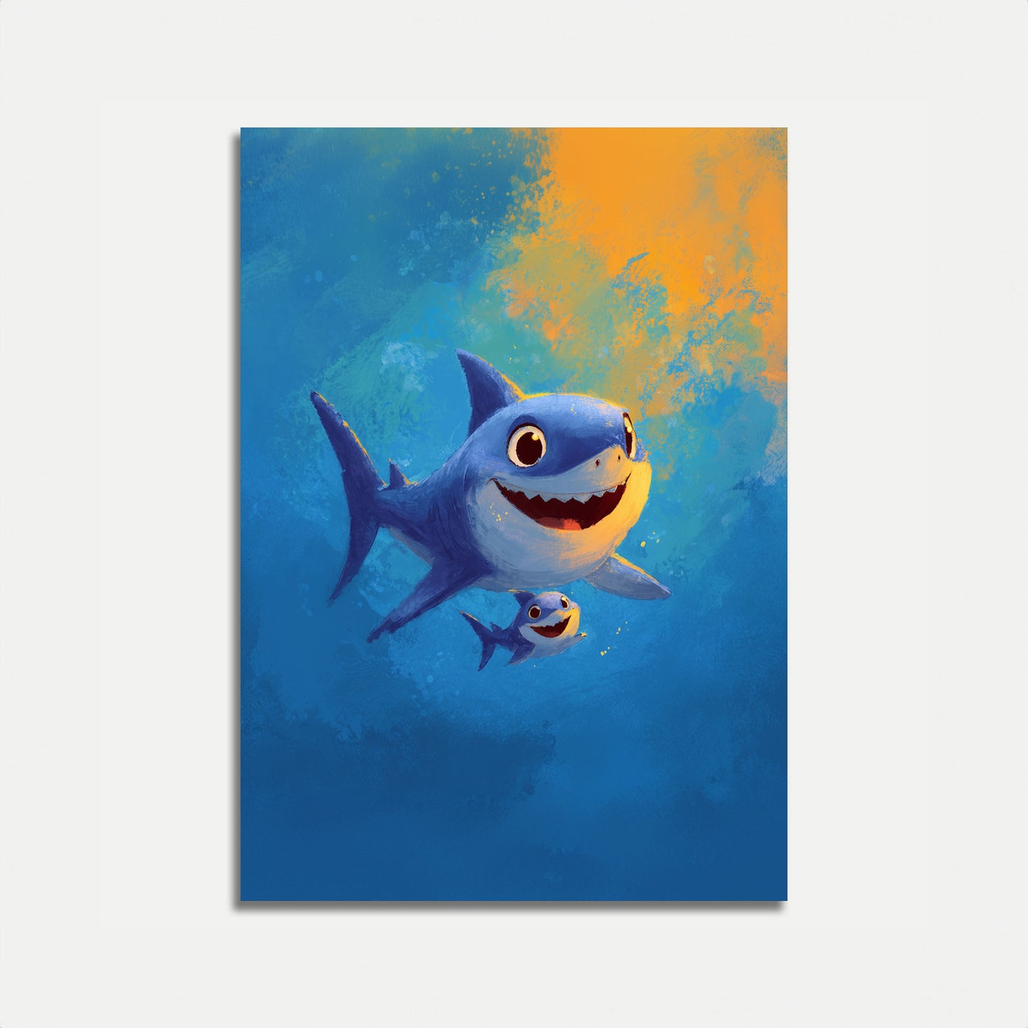 Happy Shark Family Ocean Poster