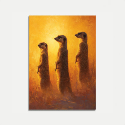 Meerkats in Golden Desert Poster