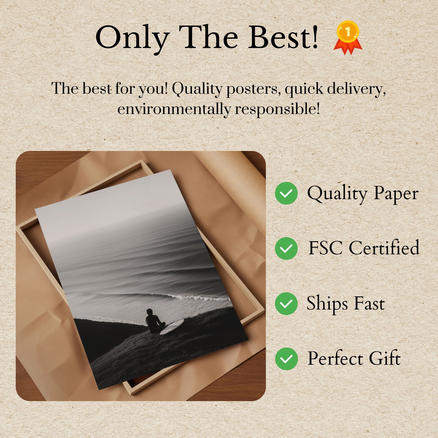 Póster de Surfista Esperando las Olas