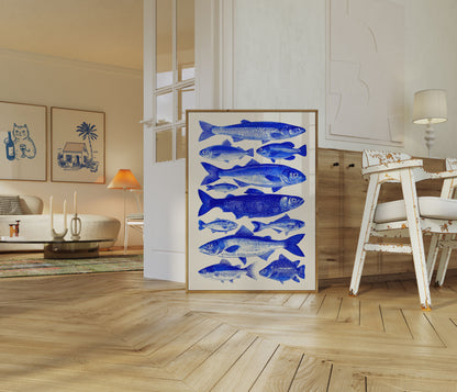Póster de variedades de pescado azul