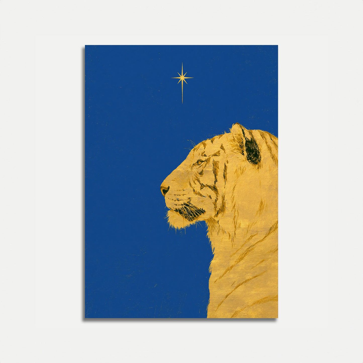 Golden Lion Looking Up Poster