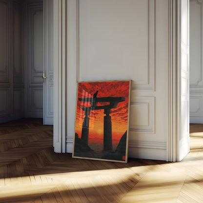 Japanese Torii Gate Sunset Poster