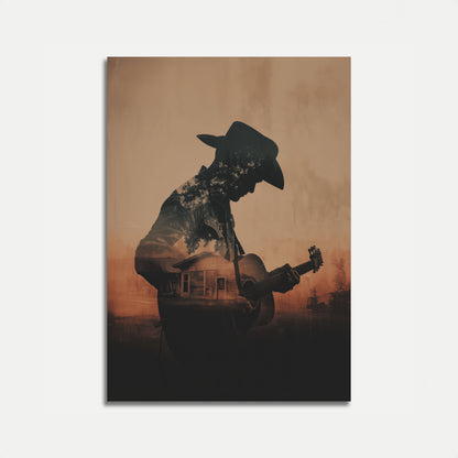Cowboy Gitarr Solnedgång Poster