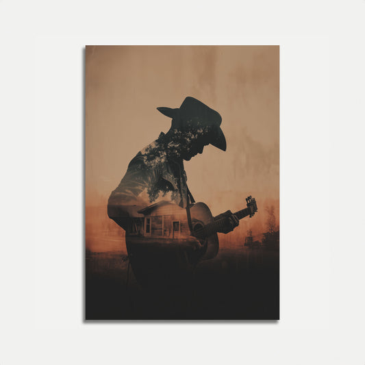 Cowboy Gitarre Sonnenuntergang Poster