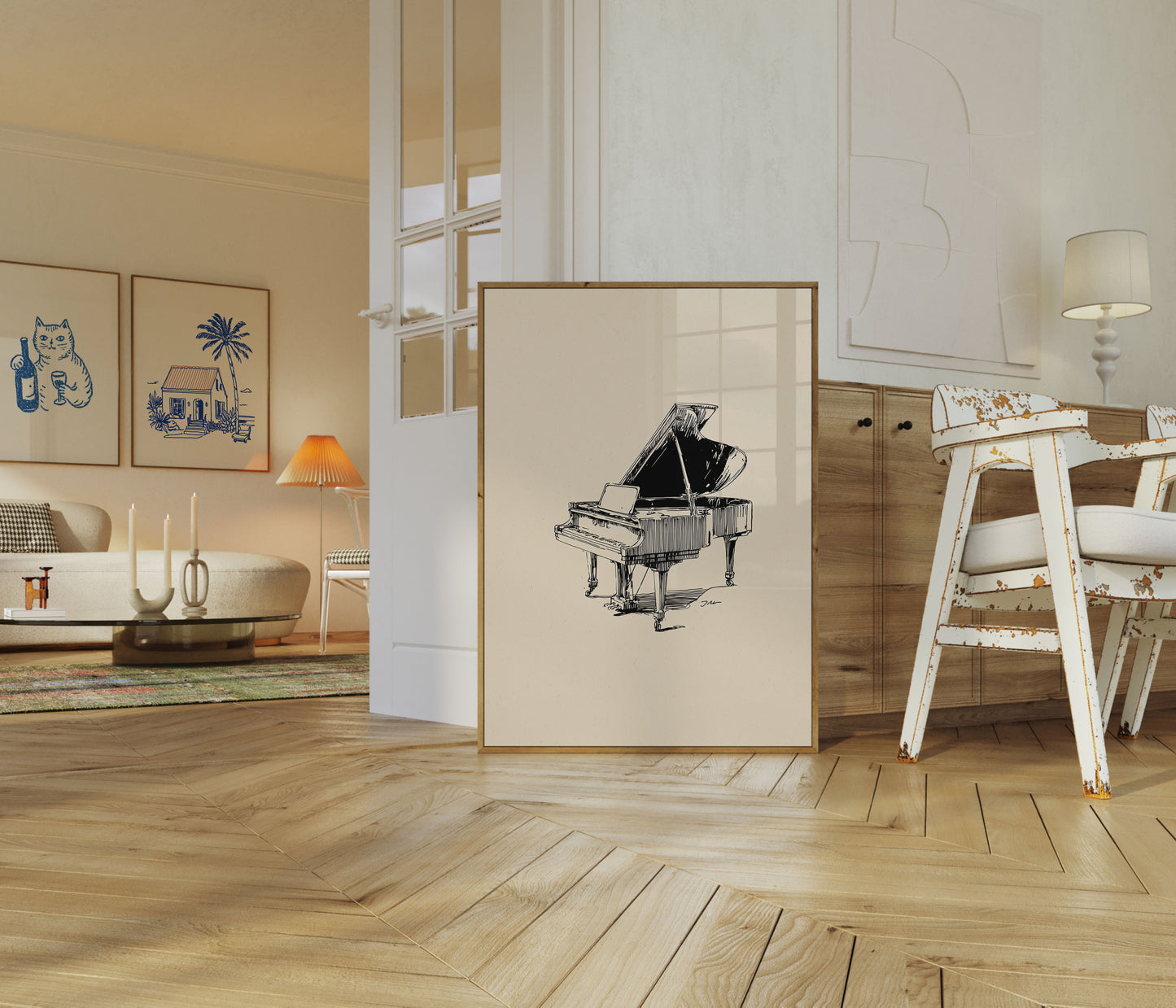 Grand Piano with Laptop Poster