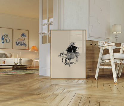 Grand Piano with Laptop Poster