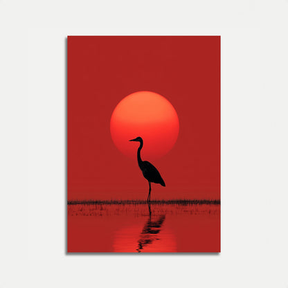Heron Silhouette Sunset Poster