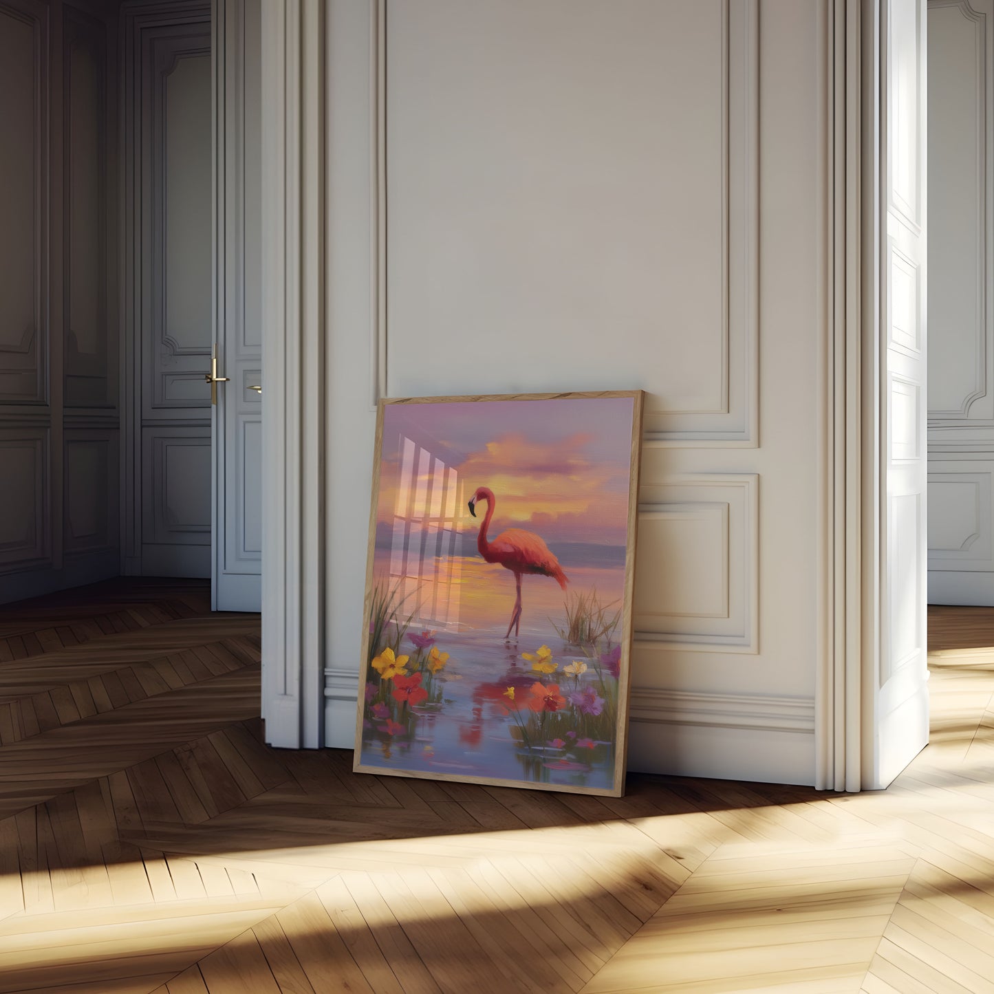 Solnedgangsflamingo Drømmeplakat
