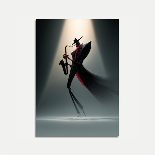 Silueta de Saxofón de Jazz Póster