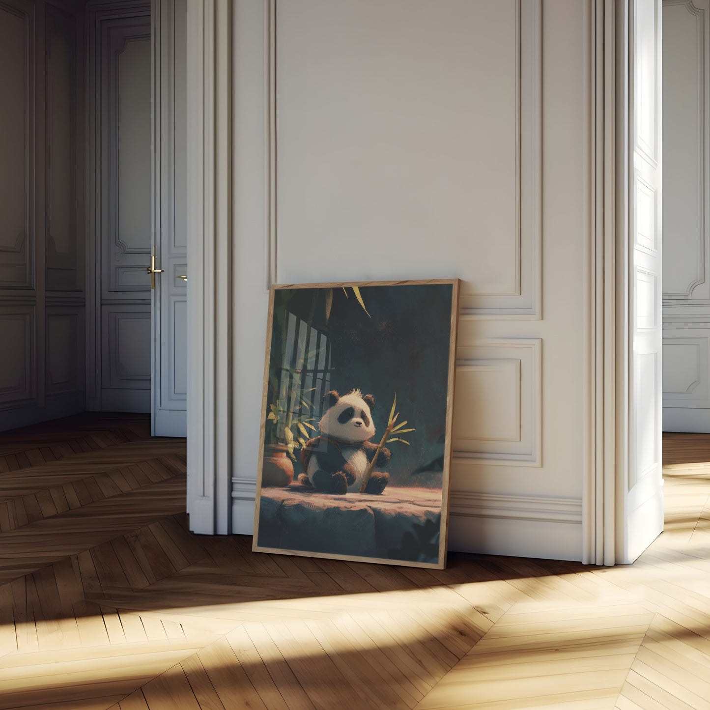 Póster de panda del bosque de bambú