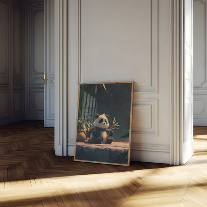 Póster de panda del bosque de bambú