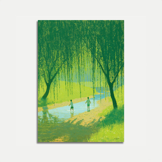 Children Playing in Stream Poster