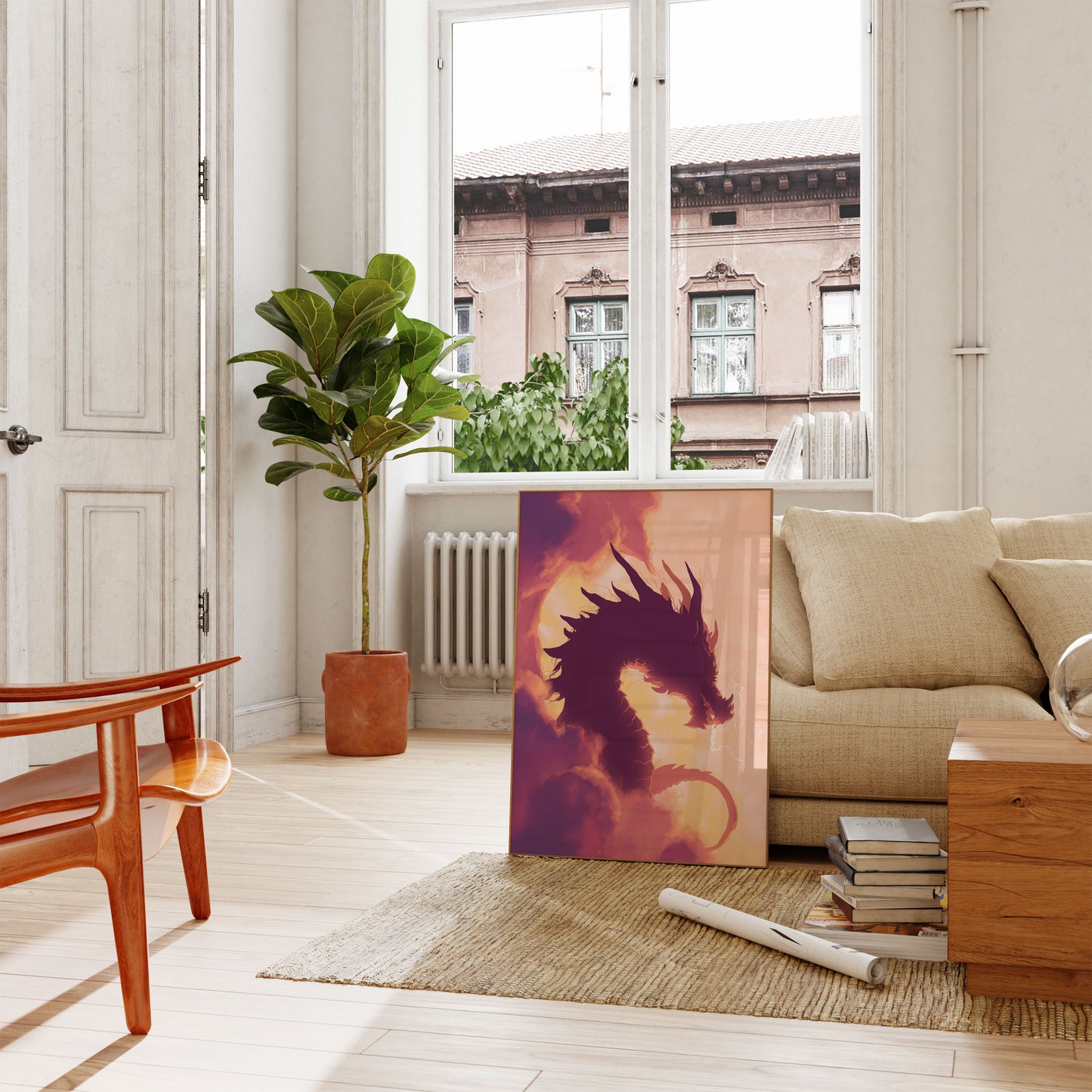 Póster de fantasía del dragón de la tormenta