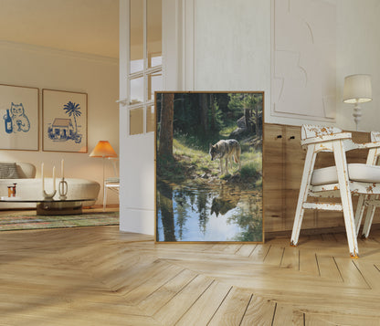 Woodland Wolf Reflection Poster