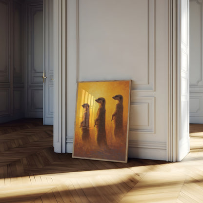 Meerkats in Golden Desert Poster
