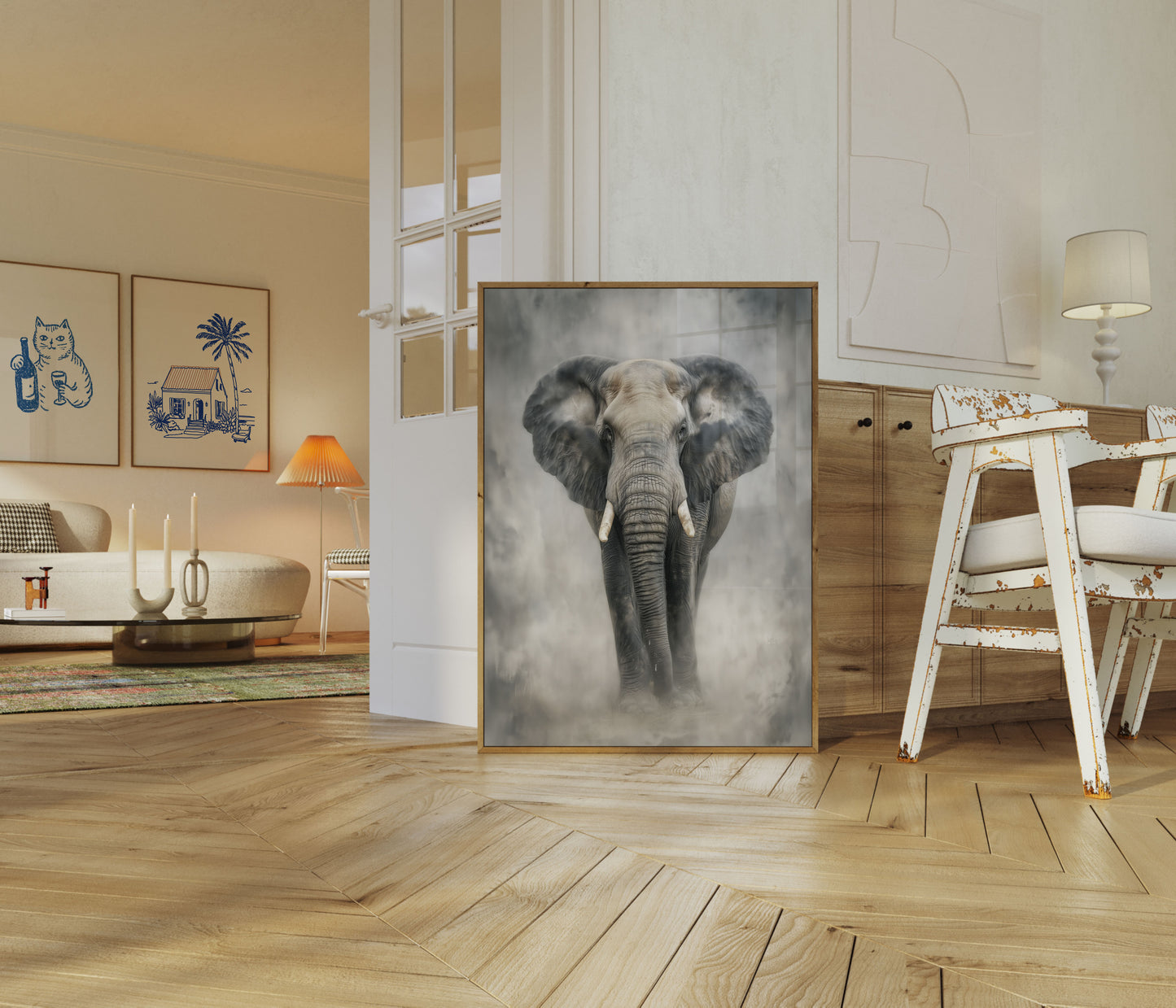 Majestic Elephant in Mist Poster