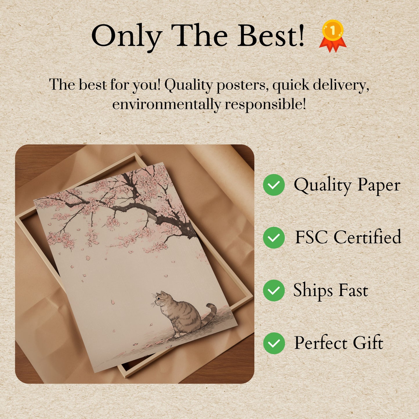 Cherry Blossom Dreamer Cat Poster