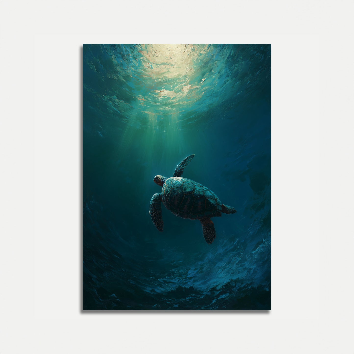 Zeechildpad die omhoog zwemt poster
