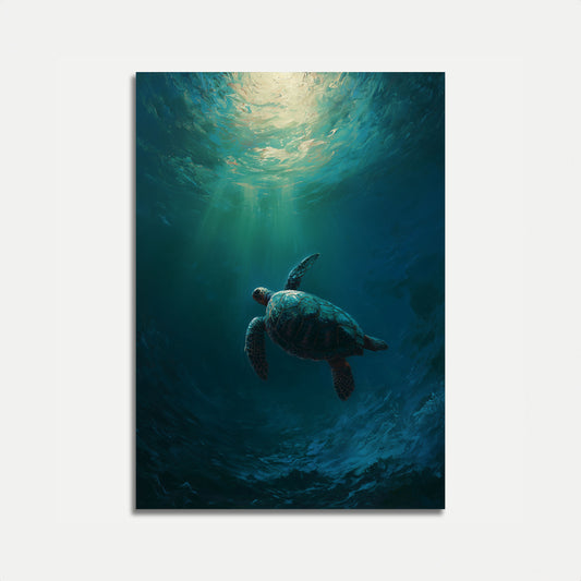 Poster di una Tartaruga Marina che Nuota verso l'Alto