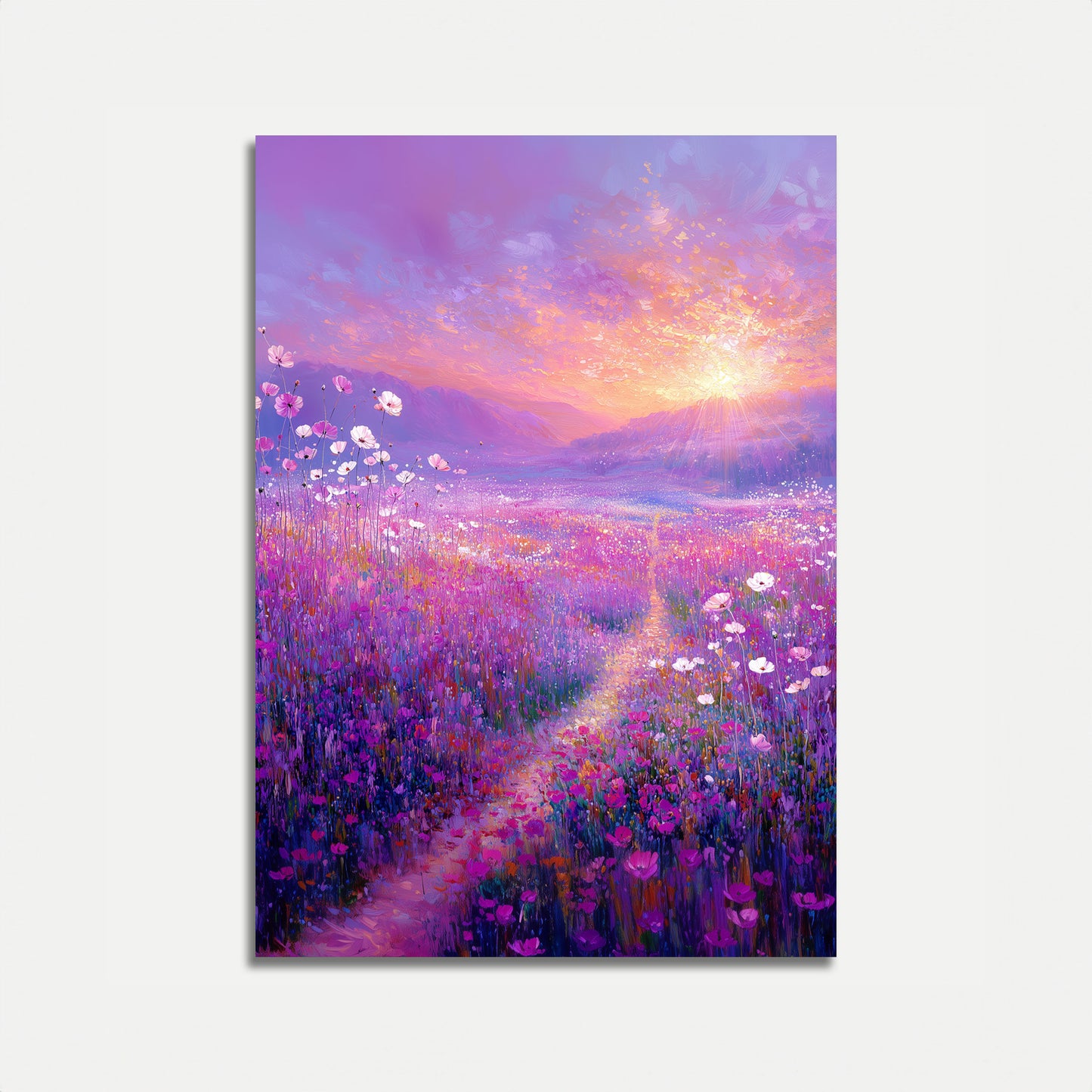 Lavender Sunset Flower Meadow Poster