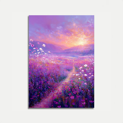 Lavender Sunset Flower Meadow Poster
